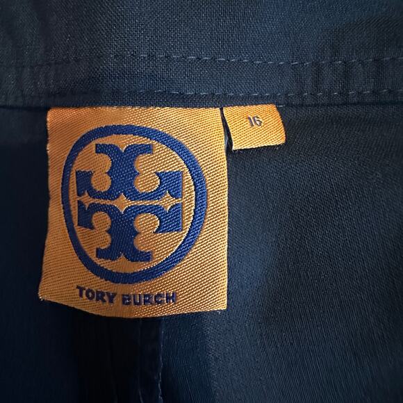 Tory Burch Azalea Pants Size 16 Wool Blend Navy Blue Slim Leg Ankle Stretch - Picture 4 of 7